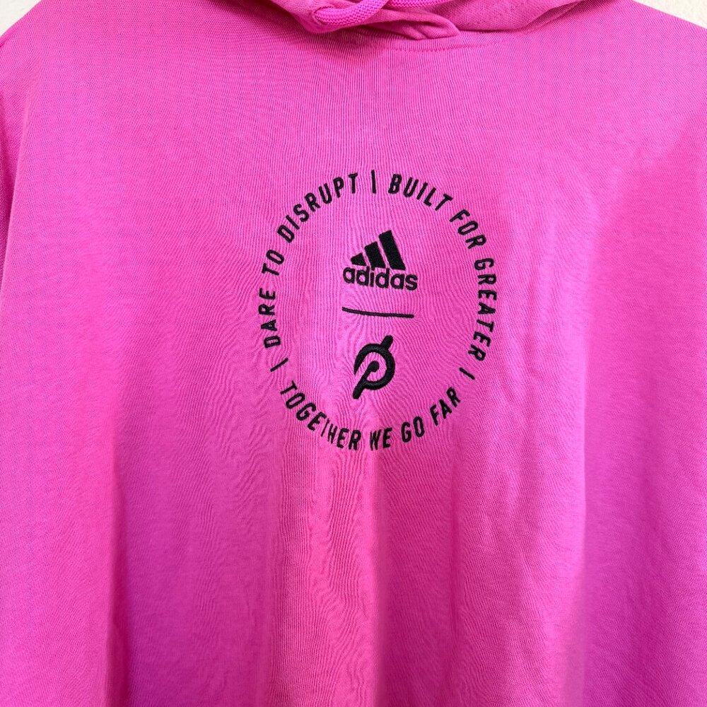 Peloton x Adidas Pink Cropped Special Edition Hoodie Sweatshirt - Picture 3 of 6